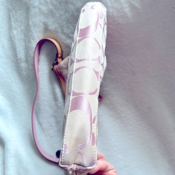 Coach F13674 signature monogram canvas shoulder crossbody bag, pink & tan 🩷🤎 - Picture 5 of 13